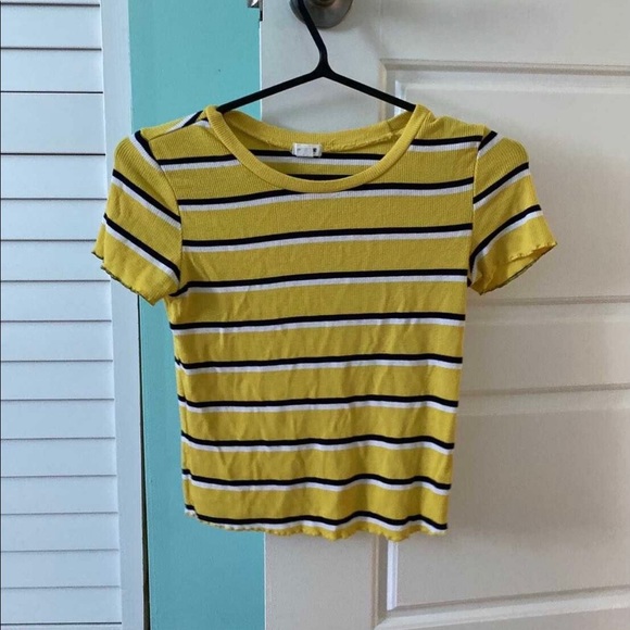 Yellow spring top black and white stripes - Picture 1 of 1